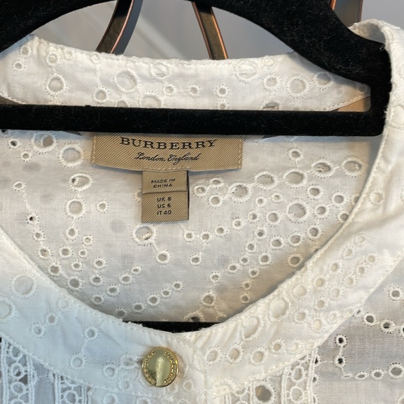 BURBERRY London Daniela Eyelet White Collarless Women’s Shirtdress Size US 6 New - Picture 6 of 17